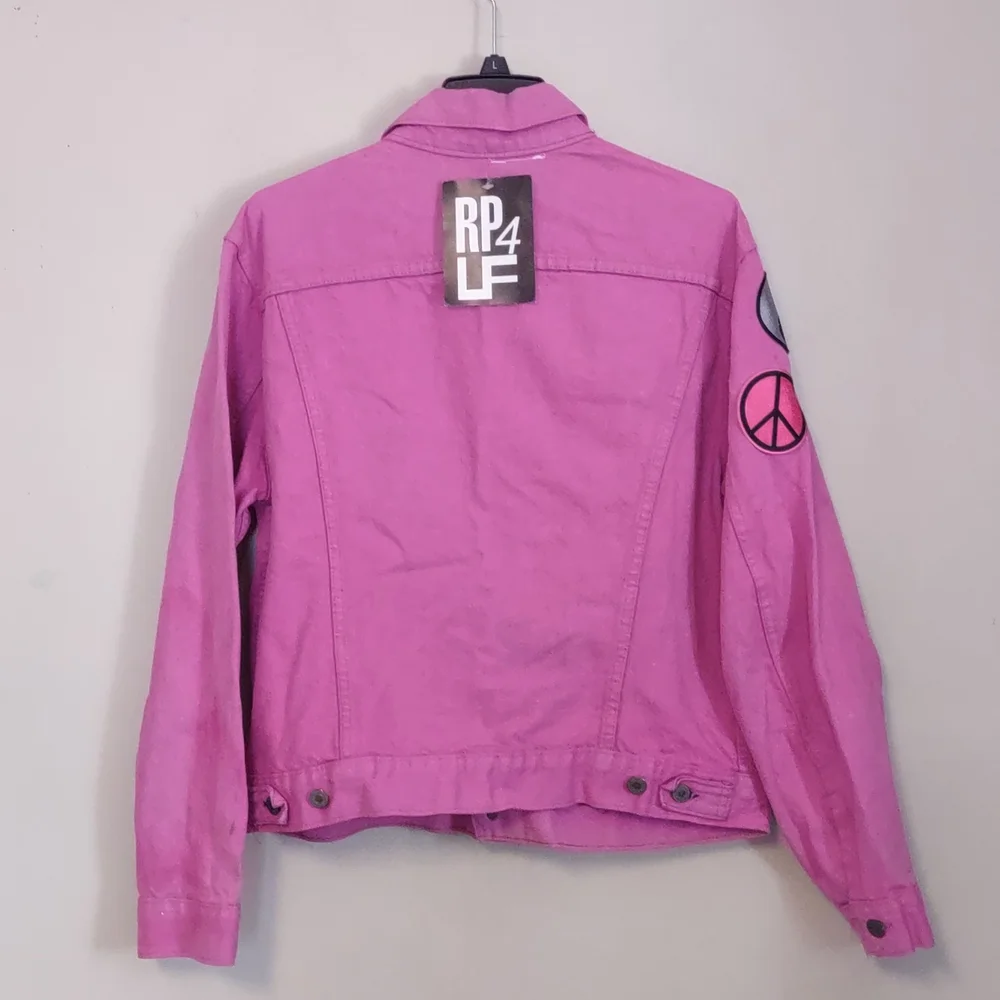 LF RP4 Levi's Eleanor Tie Dye Patched Denim Jacket One Size Pink - Picture 8 of 10